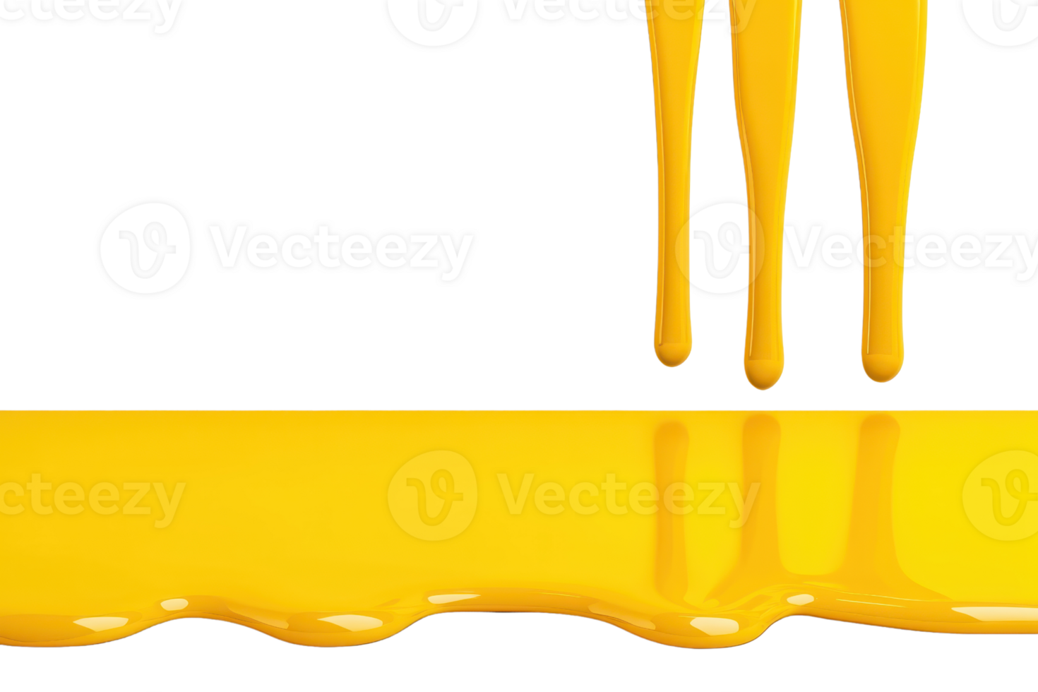 A Bright yellow paint drips against transparency background, creating vibrant and artistic contrast. smooth texture and glossy finish of paint add dynamic and creative element to image png