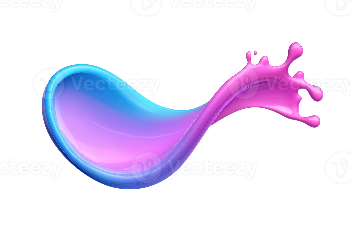 A vibrant splash of blue and pink paint creates dynamic, fluid shape against transparency background, showcasing blend of colors and motion png