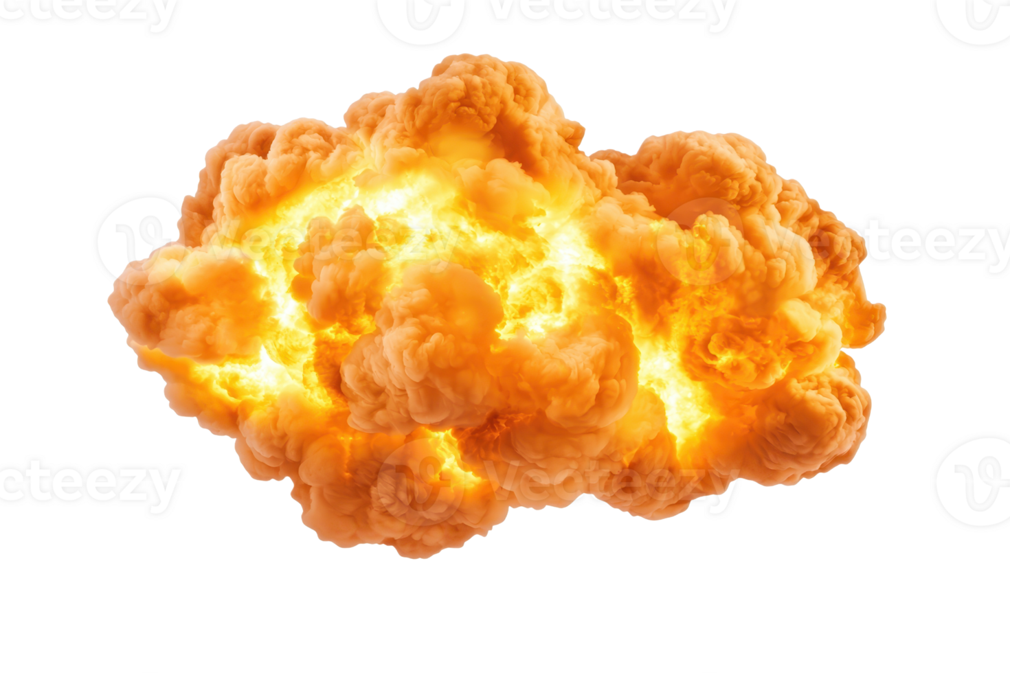 A fiery explosion with bright orange and yellow flames and smoke billowing outward, creating dramatic and intense visual effect png