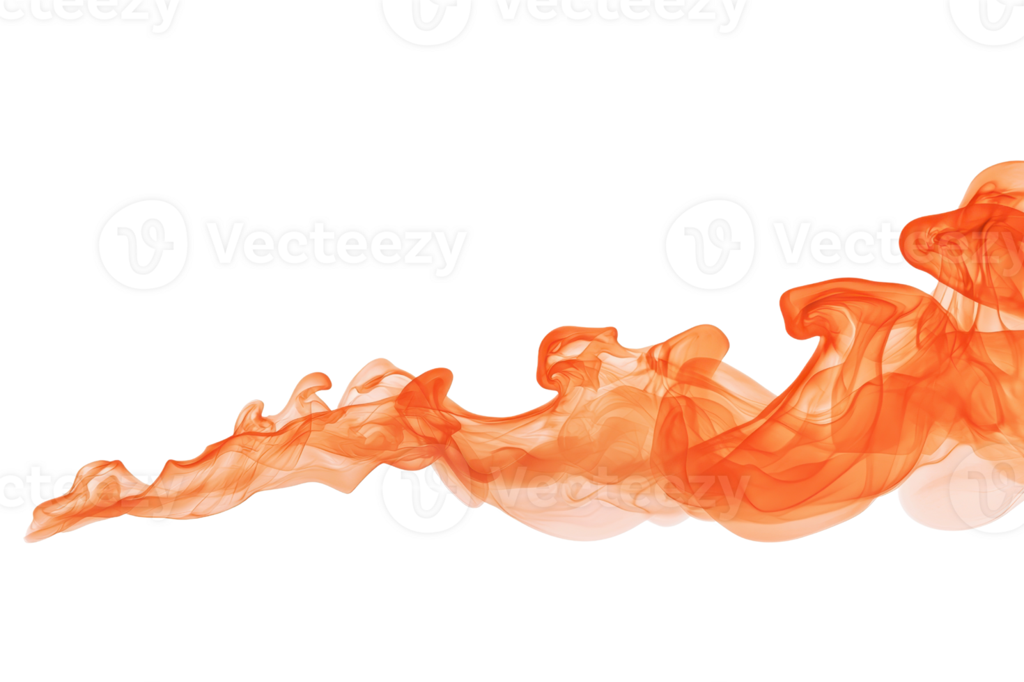 A vibrant swirl of orange smoke flows gracefully against transparency background, creating abstract and dynamic visual effect. fluid motion and vivid color evoke sense of energy and creativity png