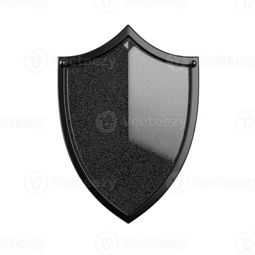 A shiny, reflective shield with sleek, modern design, symbolizing protection and security. shield has glossy surface with subtle texture, giving it futuristic appearance png
