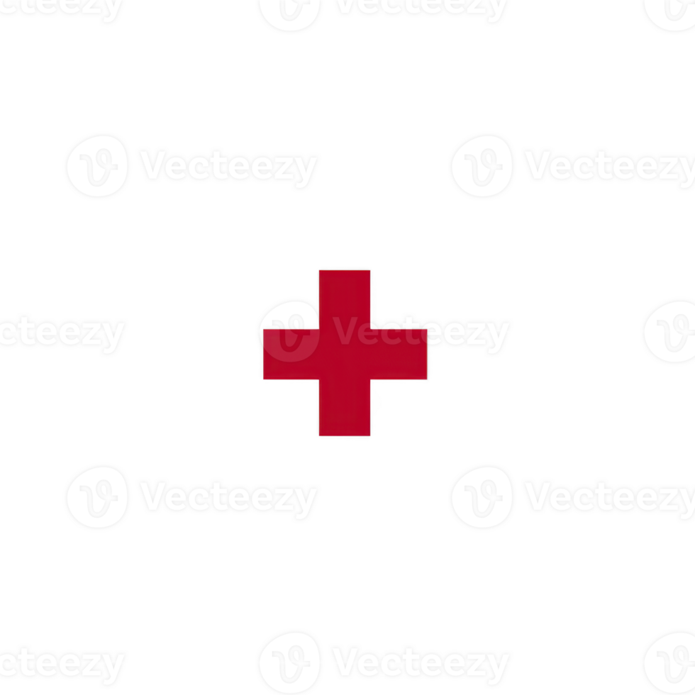 A red cross symbol on transparency background, representing medical aid or emergency services. simple design conveys sense of urgency and care png