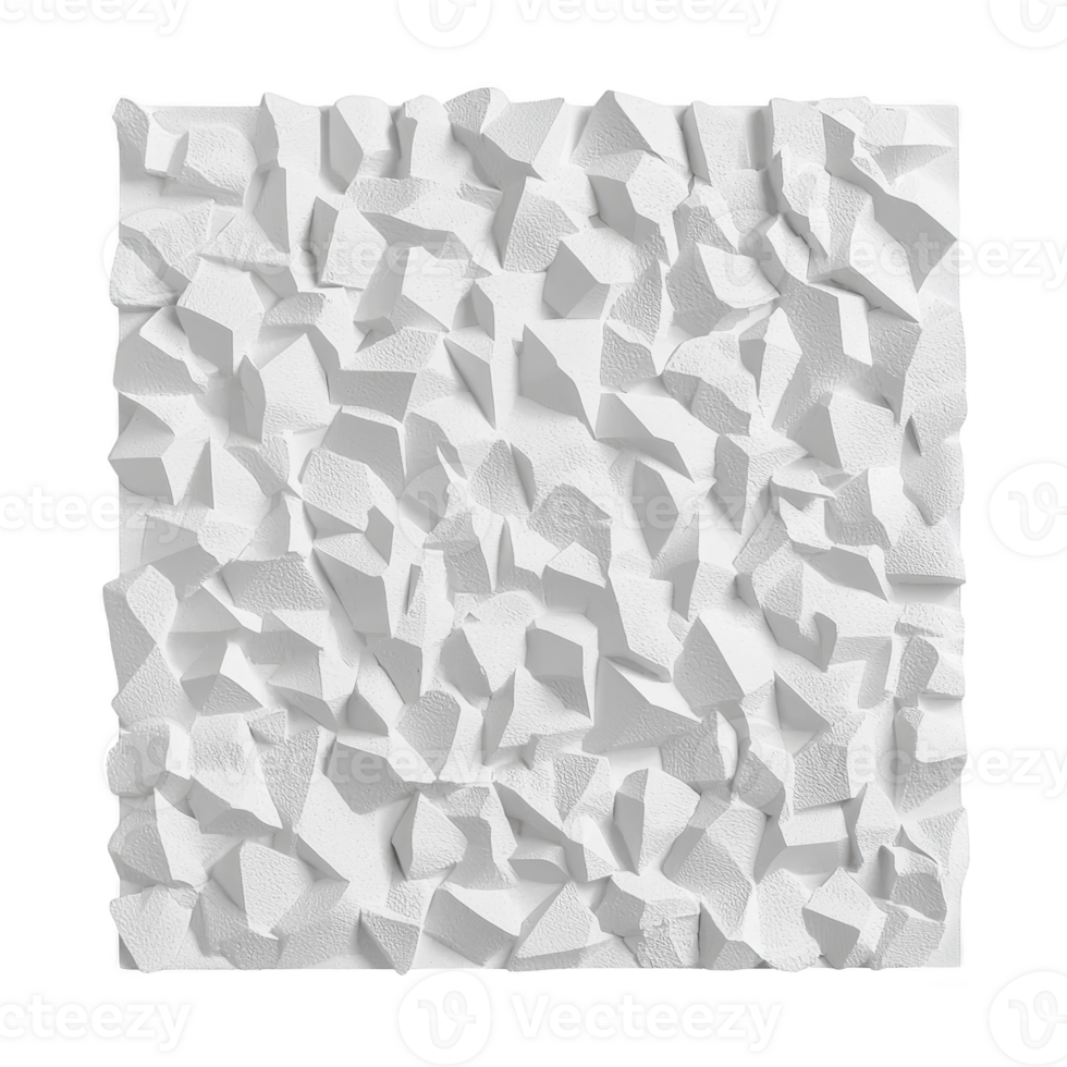 A This features textured white 3D geometric pattern with irregular shapes and shadows, creating modern and abstract design. pattern is composed of various angular forms that give sense of depth png