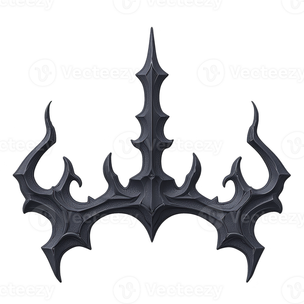 A dark, intricately designed fantasy crown with sharp, pointed edges and gothic style, evoking sense of mystery and power. crown elaborate details suggest regal and formidable presence png
