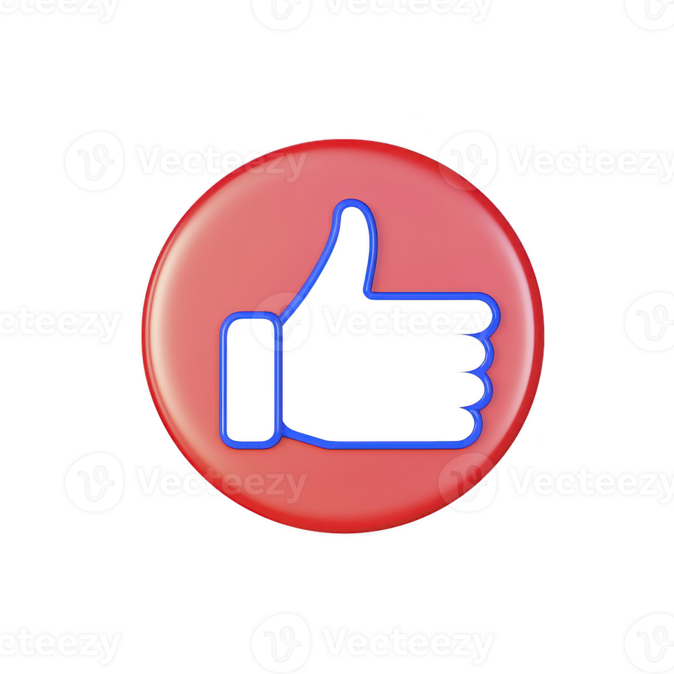A red circular button features black thumbs up icon with blue outline, symbolizing approval or agreement. design is simple and modern, conveying positive message png