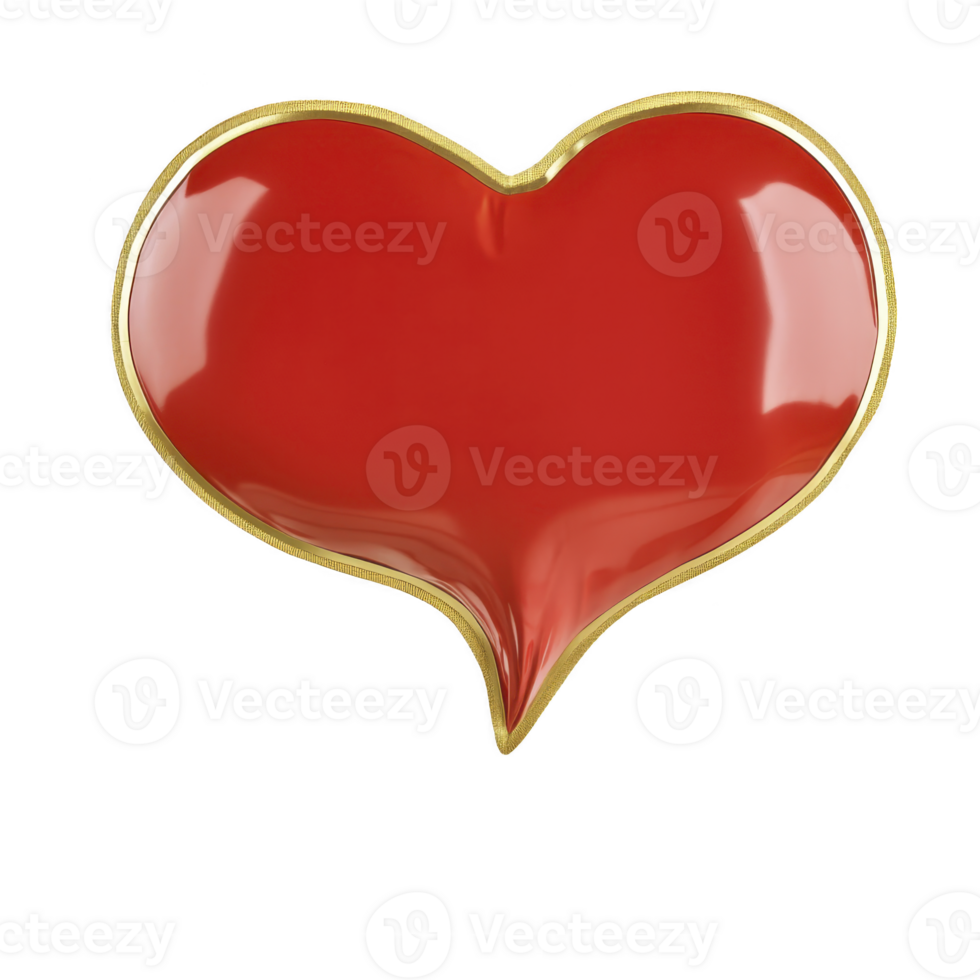 A shiny red heart with golden outline, symbolizing love and affection. heart shape is glossy and smooth, reflecting light beautifully, making it appear elegant and vibrant png