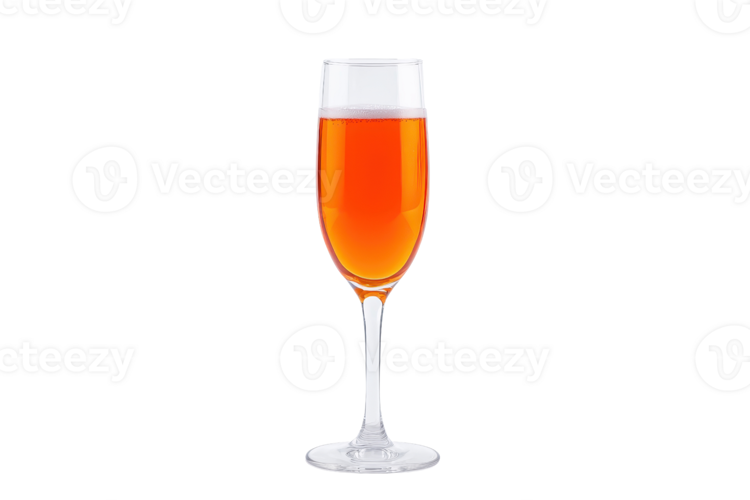 A tall, elegant glass filled with vibrant orange beverage, likely cocktail, stands against plain background, showcasing its bright color and clear glass design png