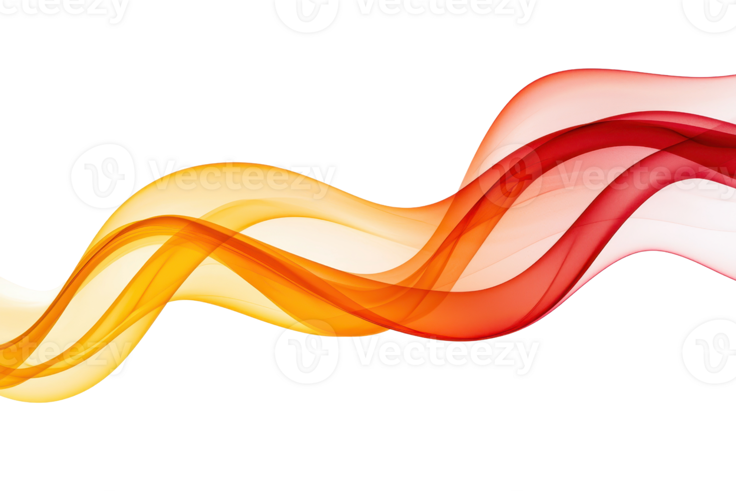 An Abstract flowing waves in vibrant red, orange, and yellow hues create dynamic and energetic visual effect. smooth curves and transparent layers add depth and movement to design png