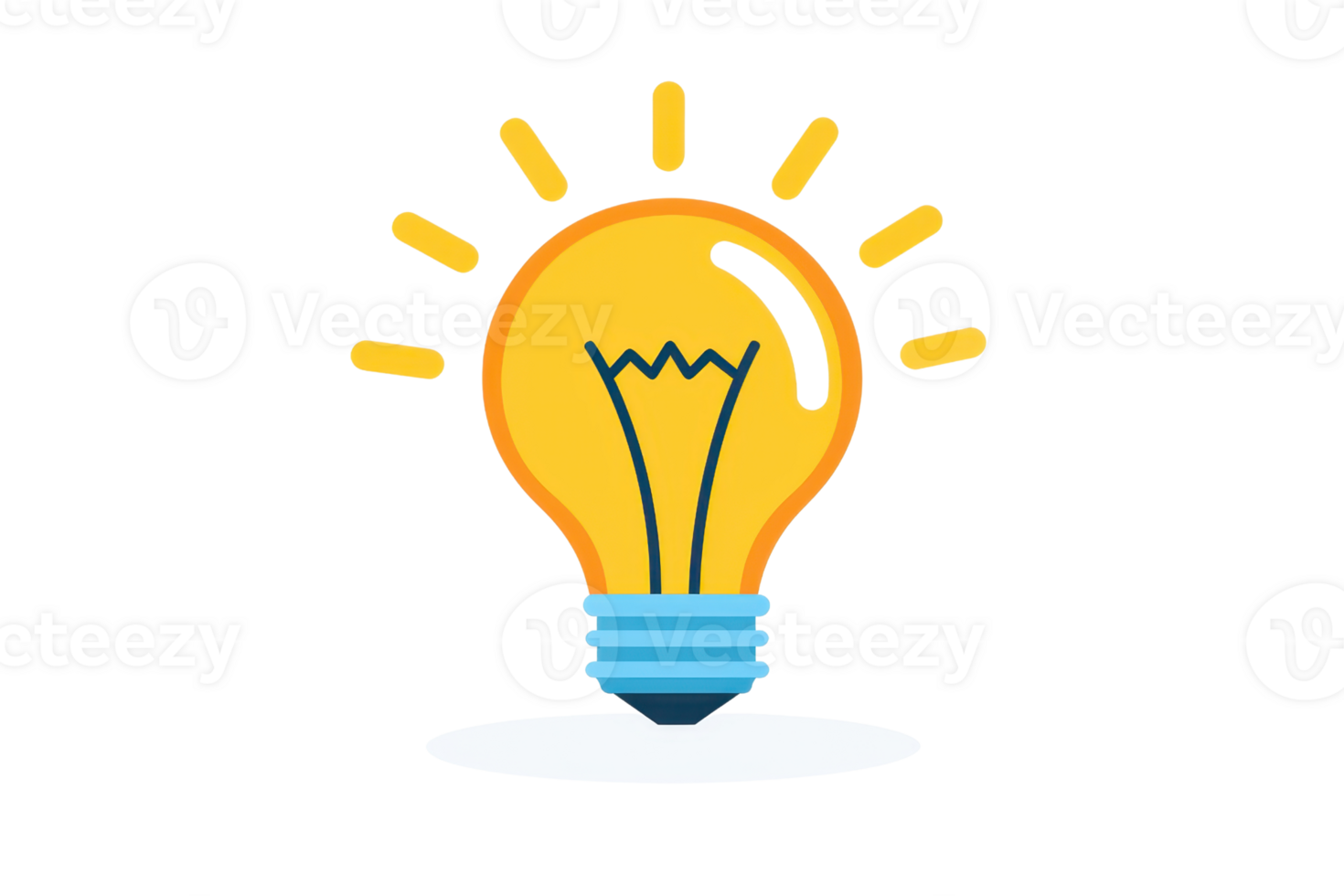 A bright, glowing light bulb illustration with rays symbolizing creativity and innovation. bulb is depicted with simple, clean design, emphasizing ideas and inspiration png