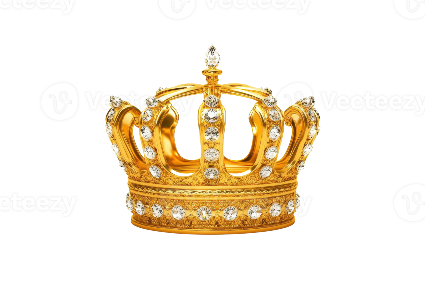A luxurious golden crown adorned with sparkling diamonds, symbolizing royalty and elegance. intricate design and shimmering jewels create sense of grandeur and opulence png