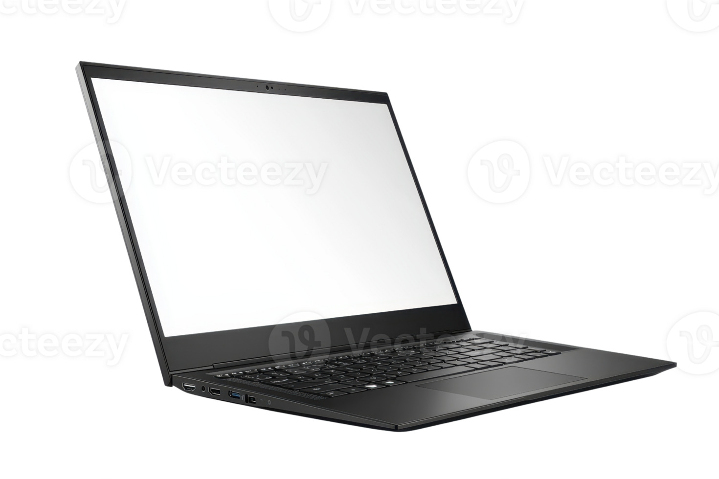 A sleek black laptop with minimalist design, featuring thin profile and blank screen, ideal for modern workspaces and tech enthusiasts png