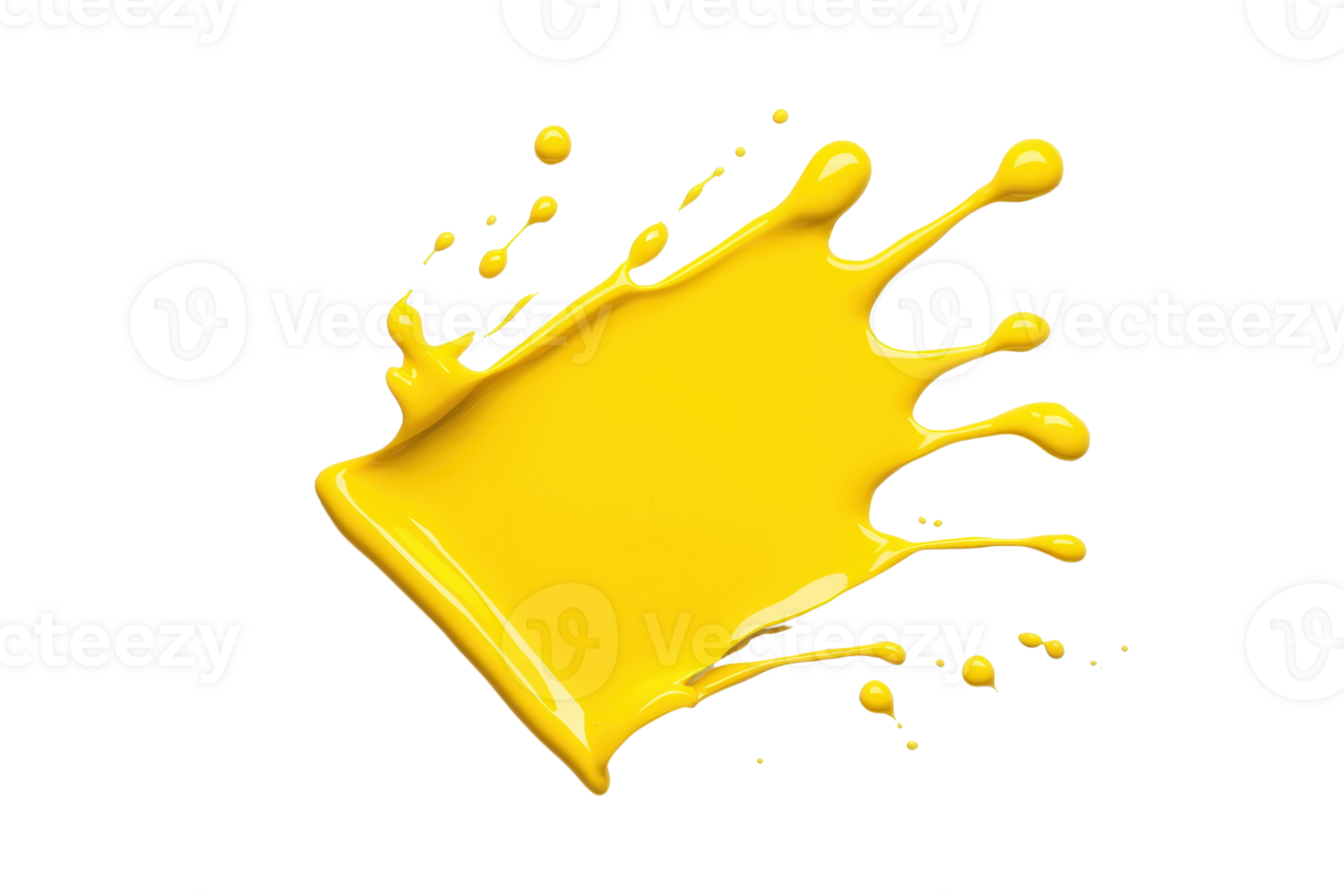 A vibrant splash of yellow paint with dynamic droplets on transparency background, conveying energy and creativity png