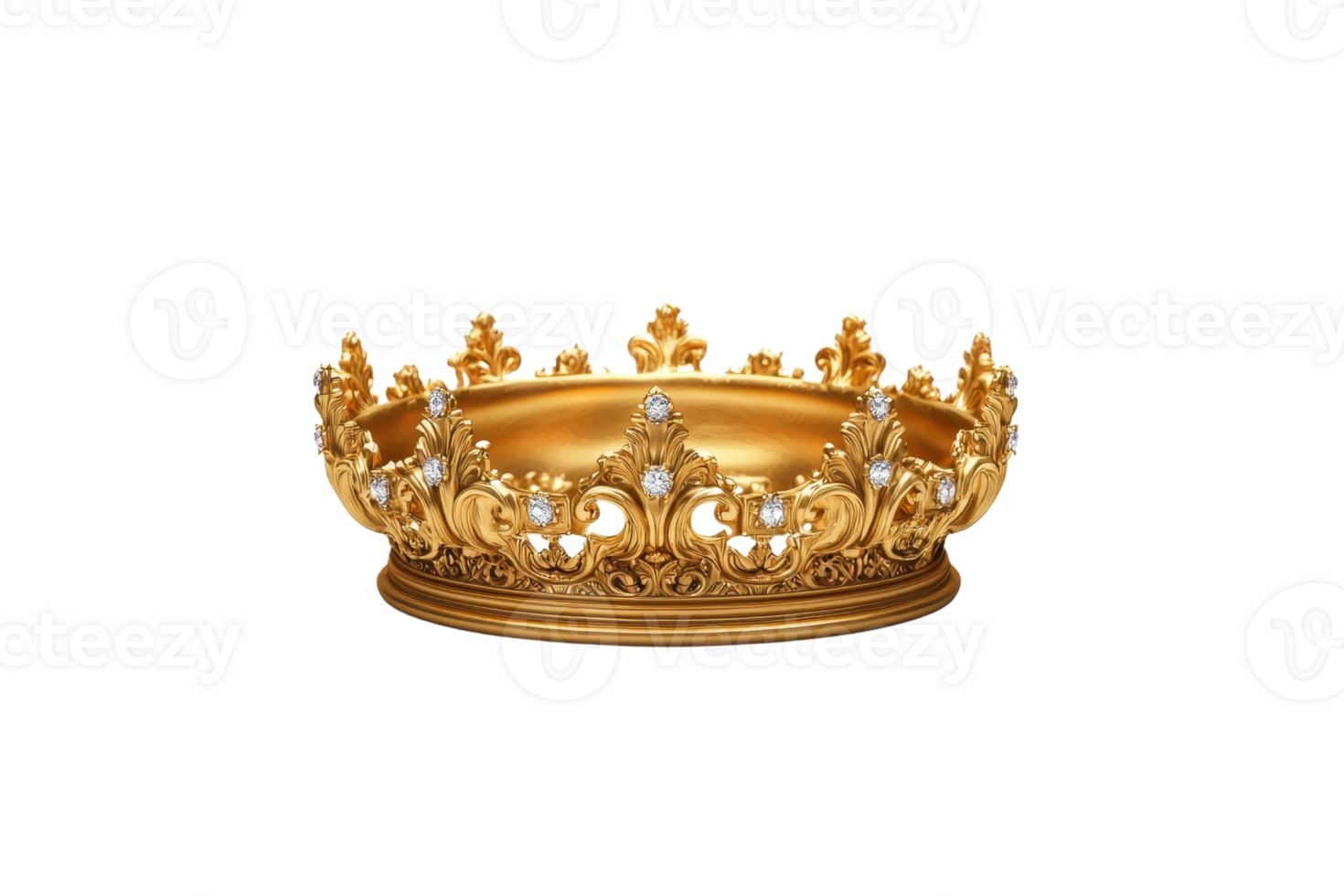 A luxurious golden crown adorned with intricate designs and sparkling gemstones, symbolizing royalty and elegance. crown ornate details and shimmering jewels create regal and majestic appearance png