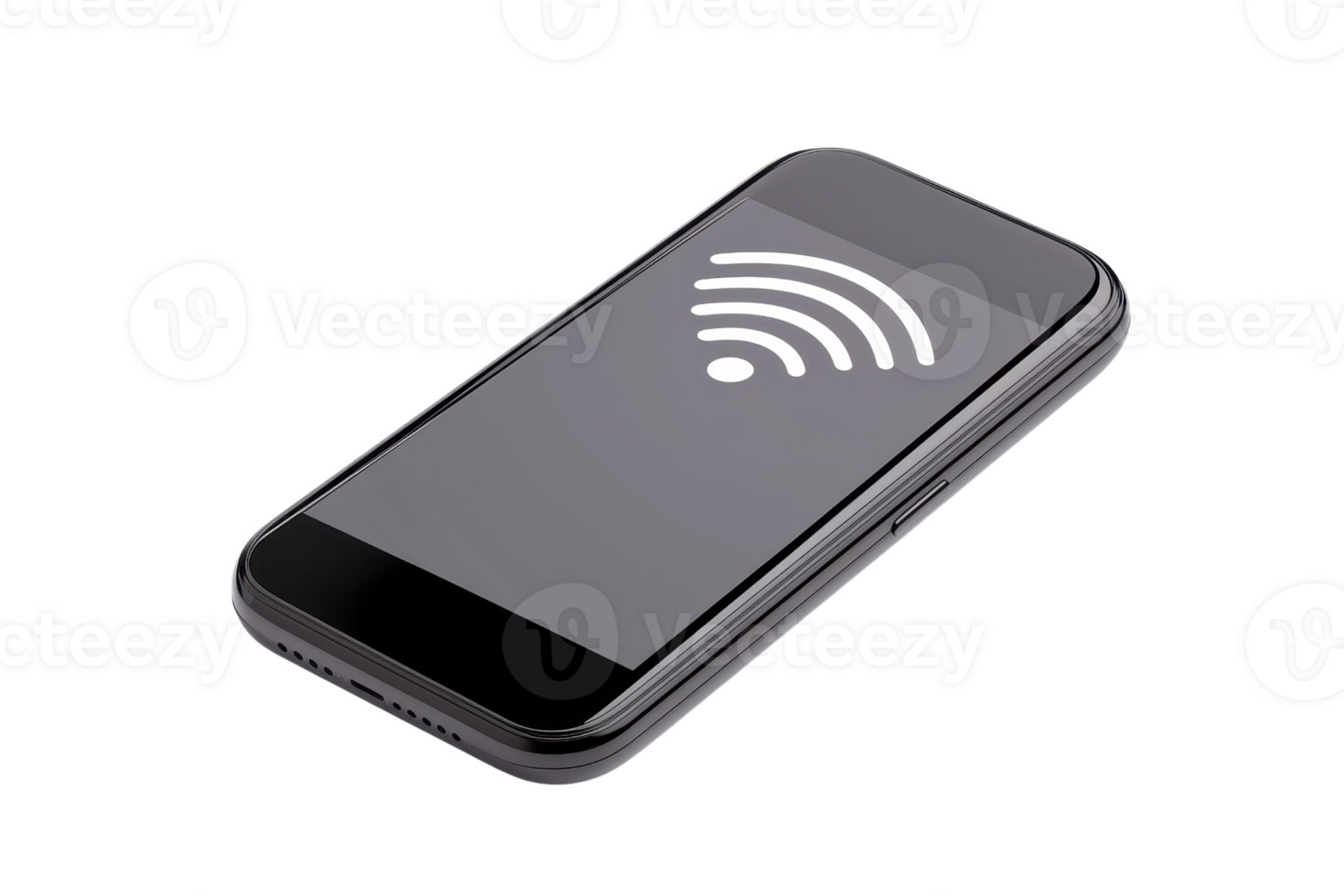 A smartphone with Wi Fi symbol on screen, indicating wireless connectivity. device is isolated on transparency background, showcasing modern technology and communication png