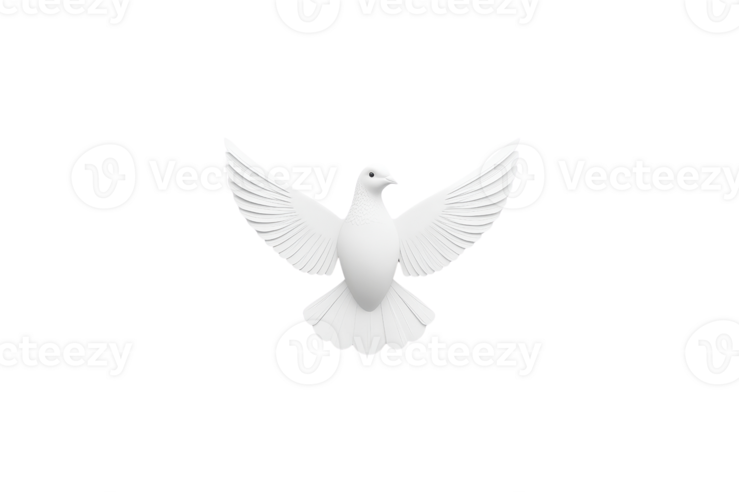 A white dove with outstretched wings symbolizes peace and freedom, set against plain background. bird serene expression and graceful posture convey sense of tranquility and hope png