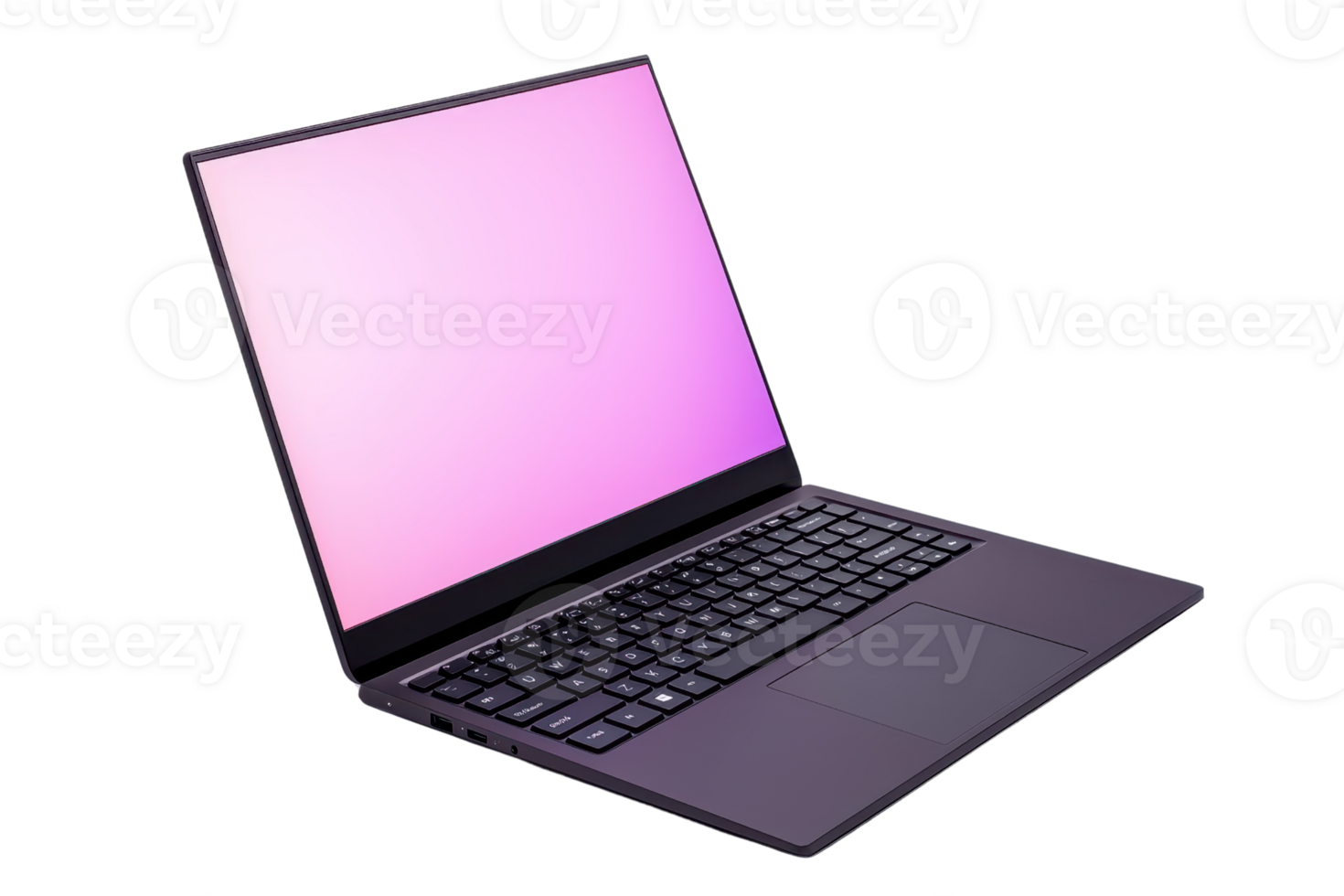 A sleek, modern laptop with pink gradient screen and black keyboard, perfect for tech enthusiasts and professionals png