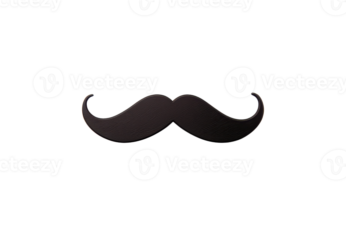 A black, curly mustache illustration on transparent background, often used as playful or vintage symbol png