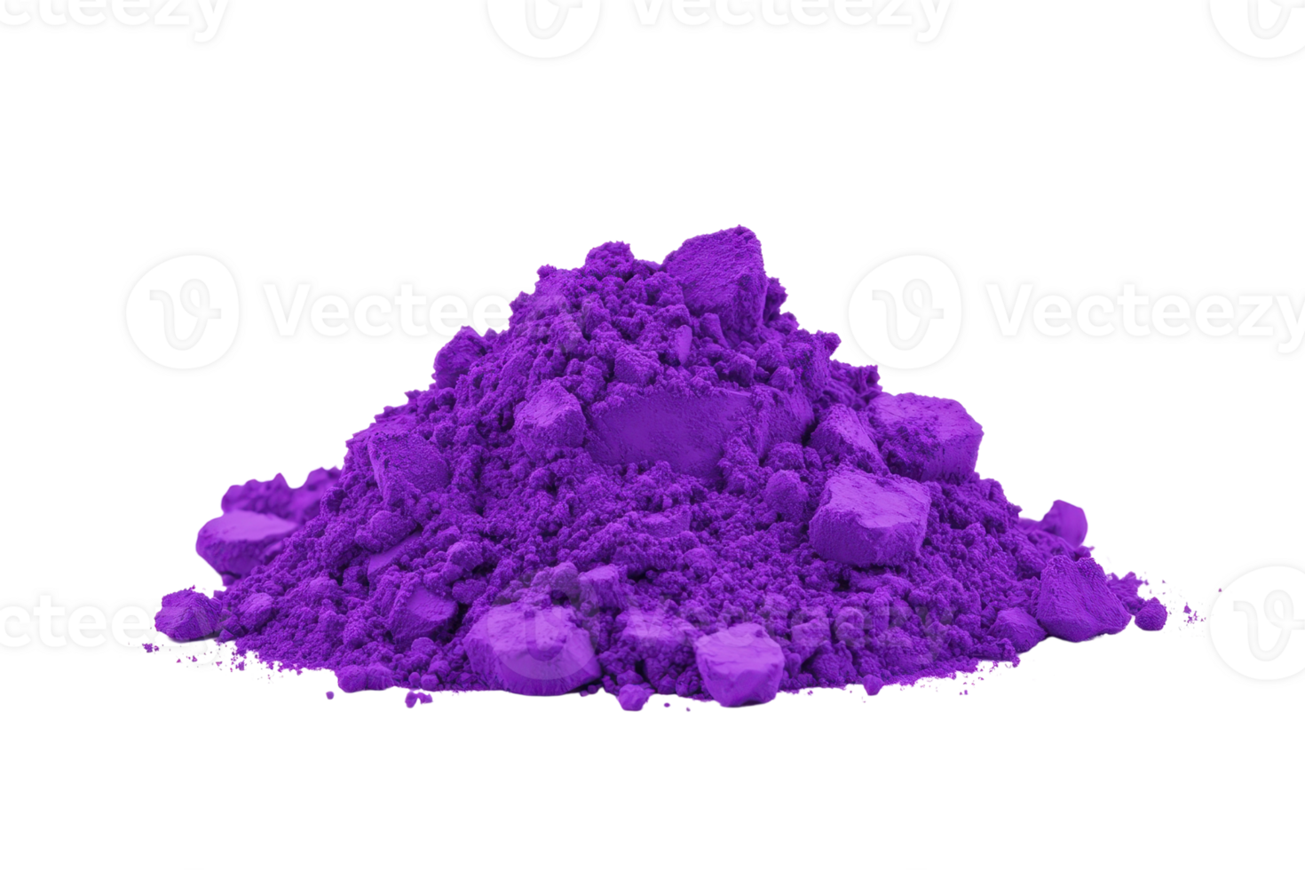 A vibrant pile of purple powder isolated transparency background, showcasing its vivid color and texture. powder appears finely ground, with some larger chunks visible, creating interesting contrast png