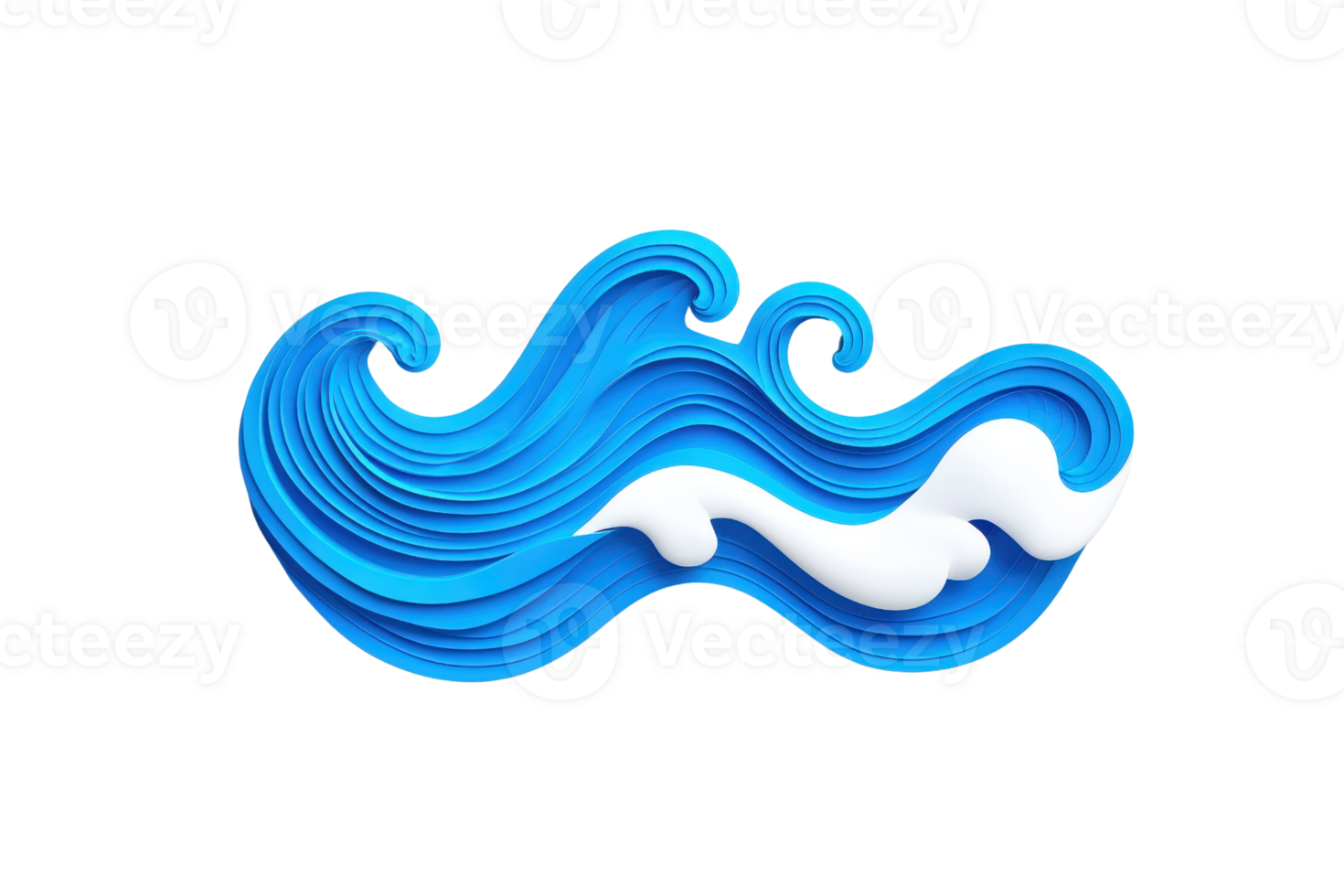 A dynamic abstract wave design in vibrant blue and white, showcasing layered curves and fluid motion. artwork captures essence of ocean waves with modern, artistic twist png