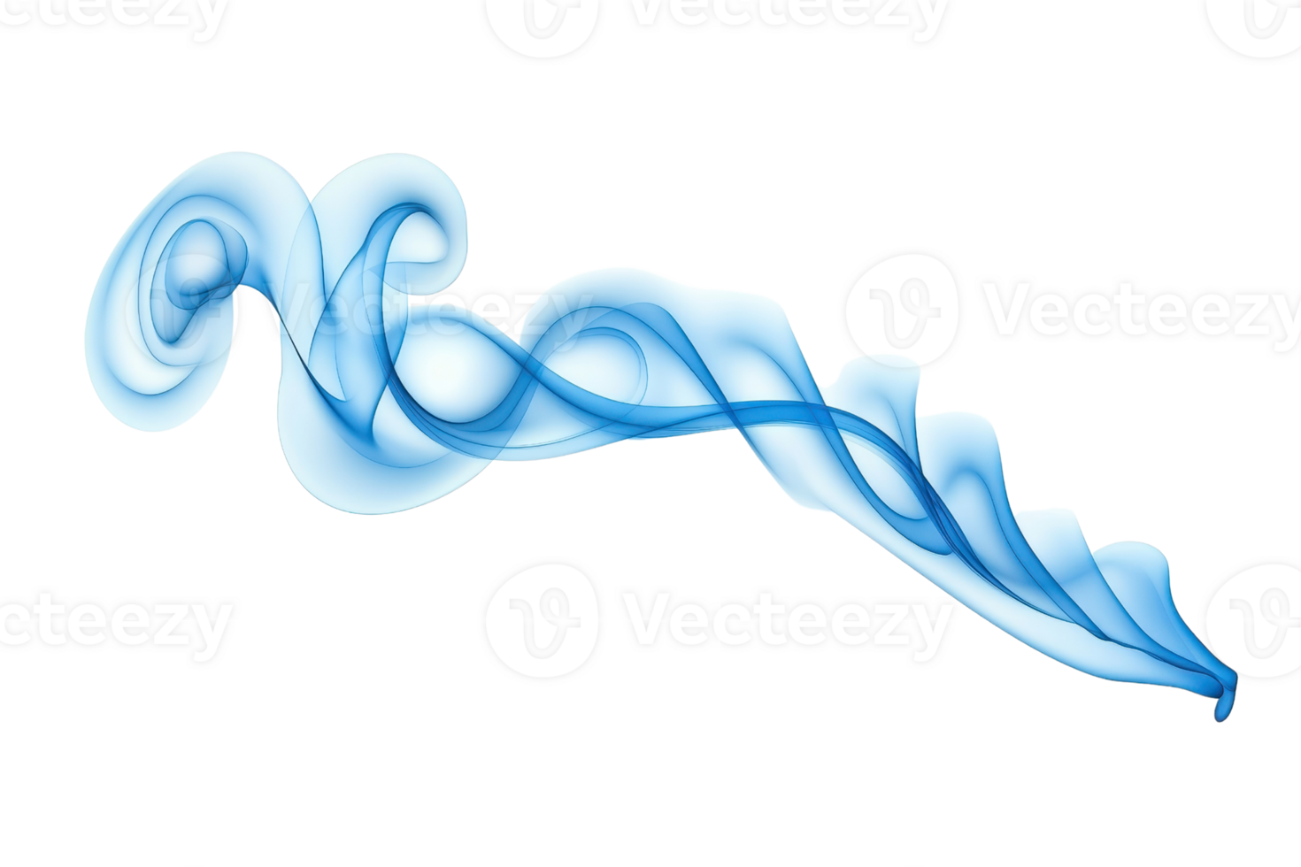 A swirling, abstract blue smoke pattern on transparency background, creating sense of fluidity and motion. design is ethereal and dynamic, evoking sense of calm and creativity png