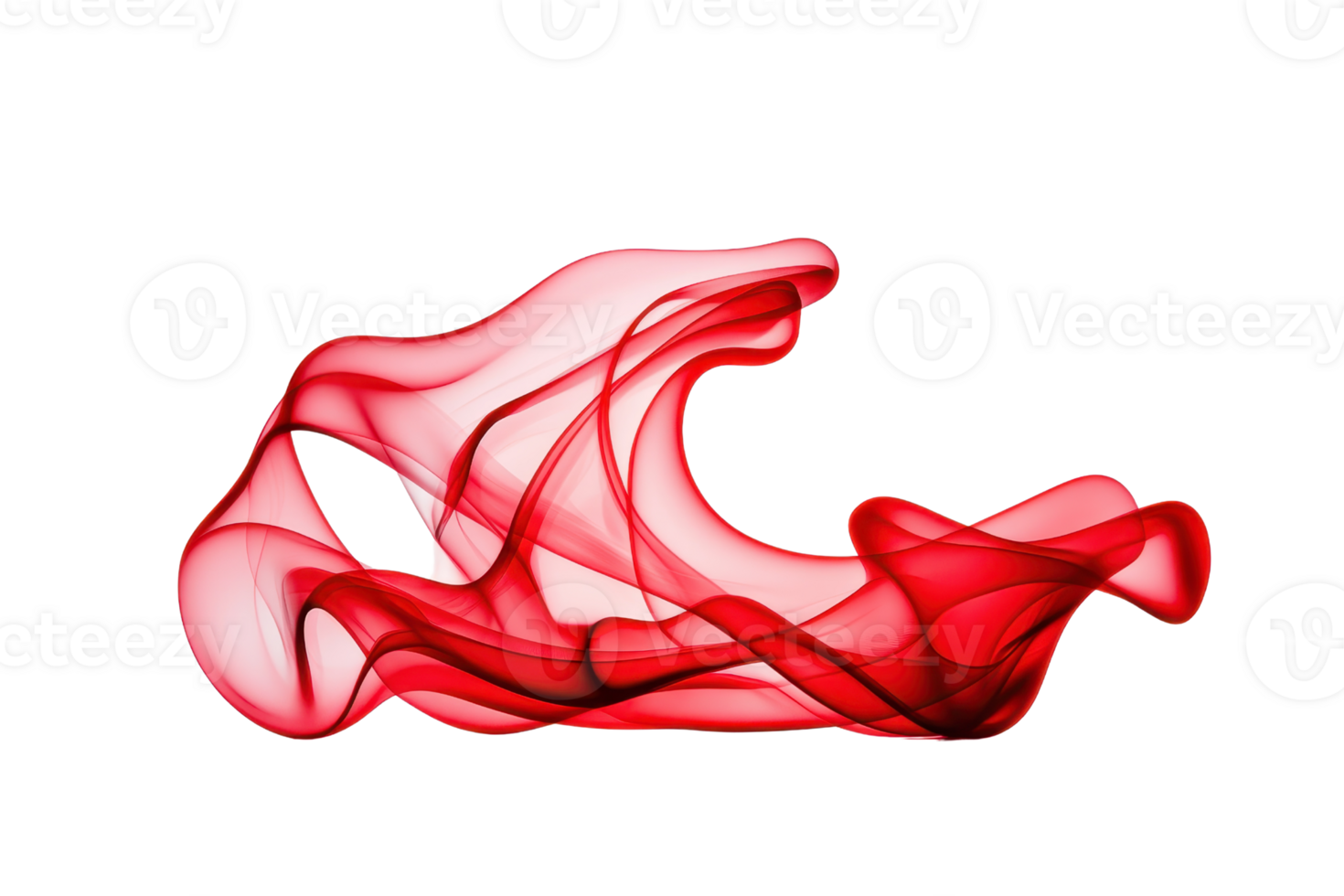 A dynamic red and pink abstract wave pattern flows gracefully against transparency background, creating sense of movement and energy. translucent layers and curves add depth and complexity to design png