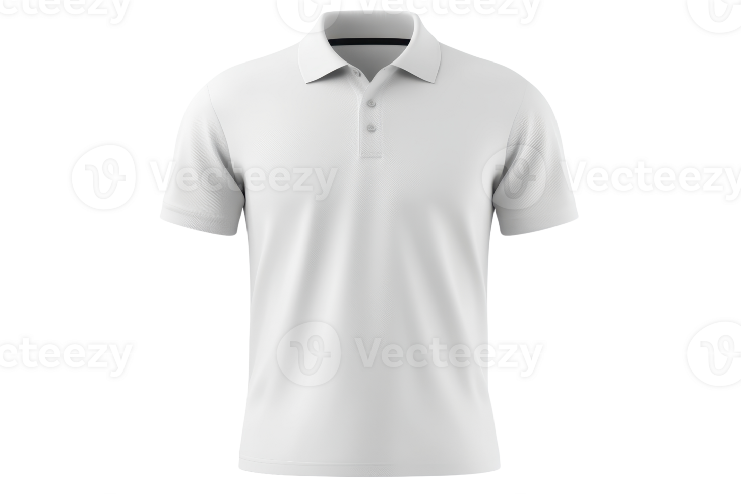 A plain white polo shirt with classic collar and short sleeves is displayed against transparency background, highlighting its simple and versatile design png