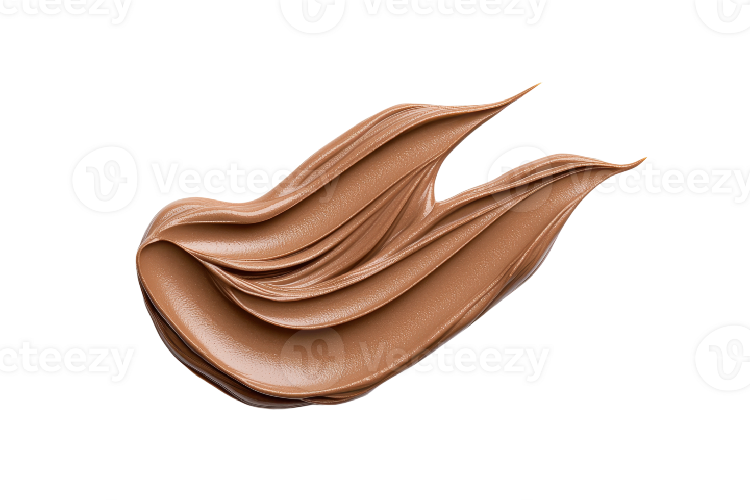 A Rich, creamy brown makeup foundation smear with smooth texture, perfect for beauty and skincare concepts. elegant swirl highlights product luxurious quality and blendability png