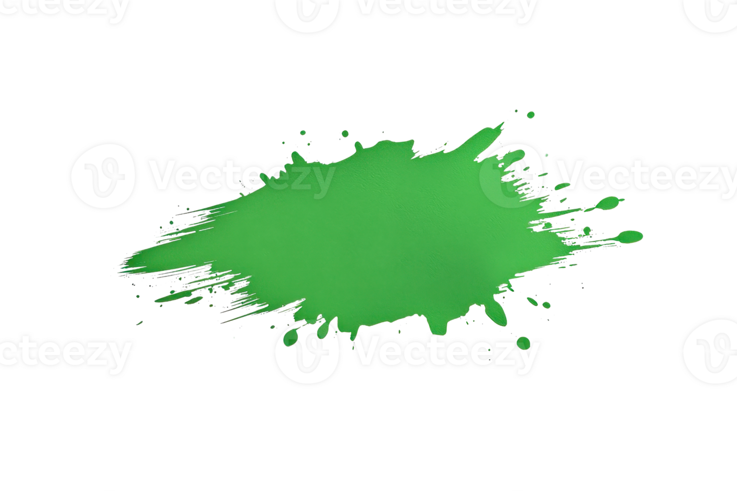 A vibrant green paint splatter with dynamic edges on transparency background png