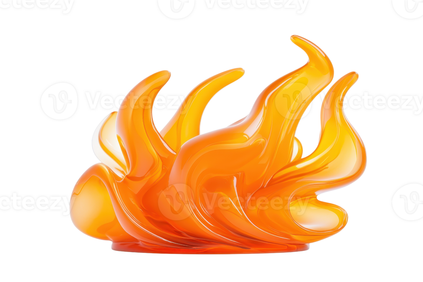 A vibrant, abstract orange flame sculpture with smooth, flowing curves and glossy finish, evoking sense of dynamic energy and warmth png
