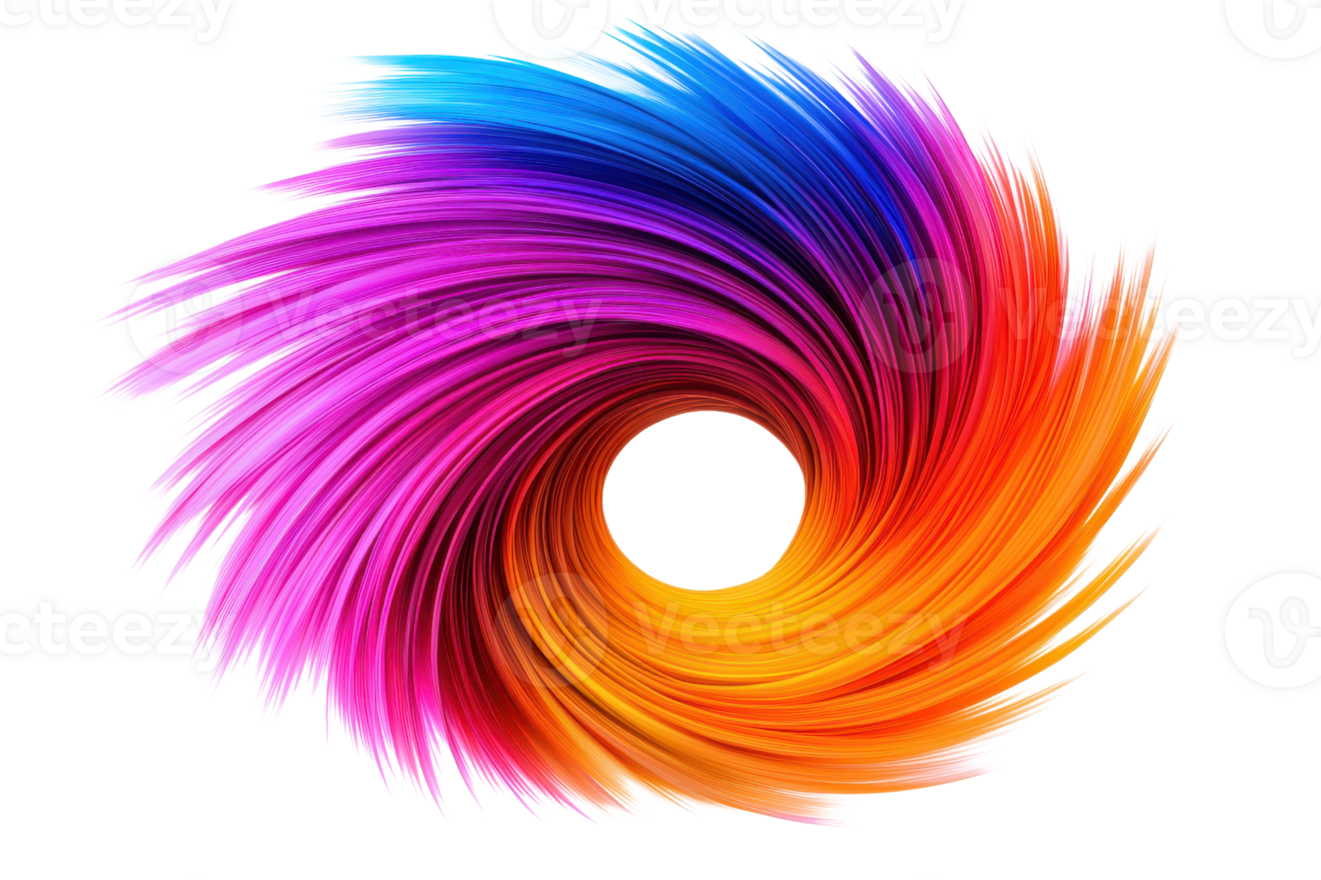 A vibrant swirl of colorful brush strokes forms circular pattern, blending shades of pink, purple, blue, orange, and red, creating dynamic and energetic visual effect png