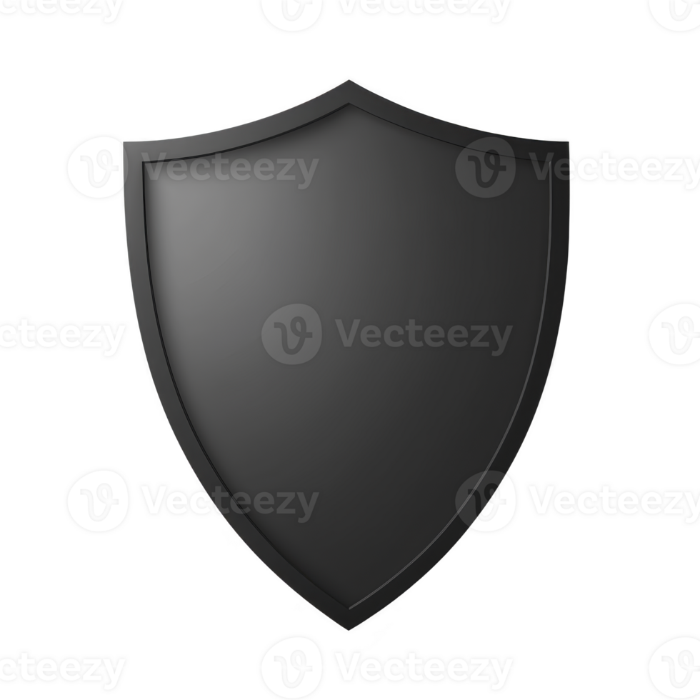 A sleek black shield with smooth surface, symbolizing protection and security. minimalist design emphasizes strength and defense, making it ideal for various security related themes png