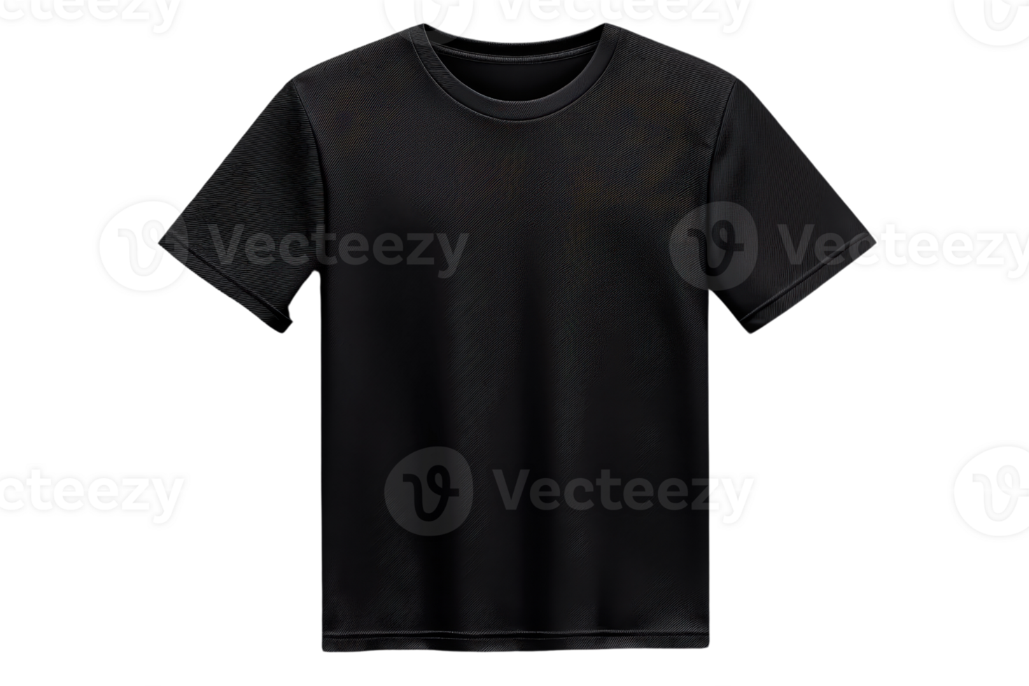 A plain black t shirt with short sleeves is displayed against transparency background, showcasing its simple and classic design. t shirt is suitable for casual wear and can be paired with various png