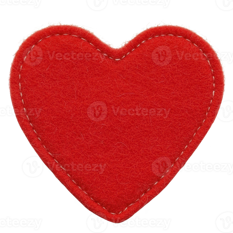 A red felt heart with visible stitching, symbolizing love and affection. texture is soft and fuzzy, making it ideal for crafts or decorations. heart shape is classic and universally recognized png