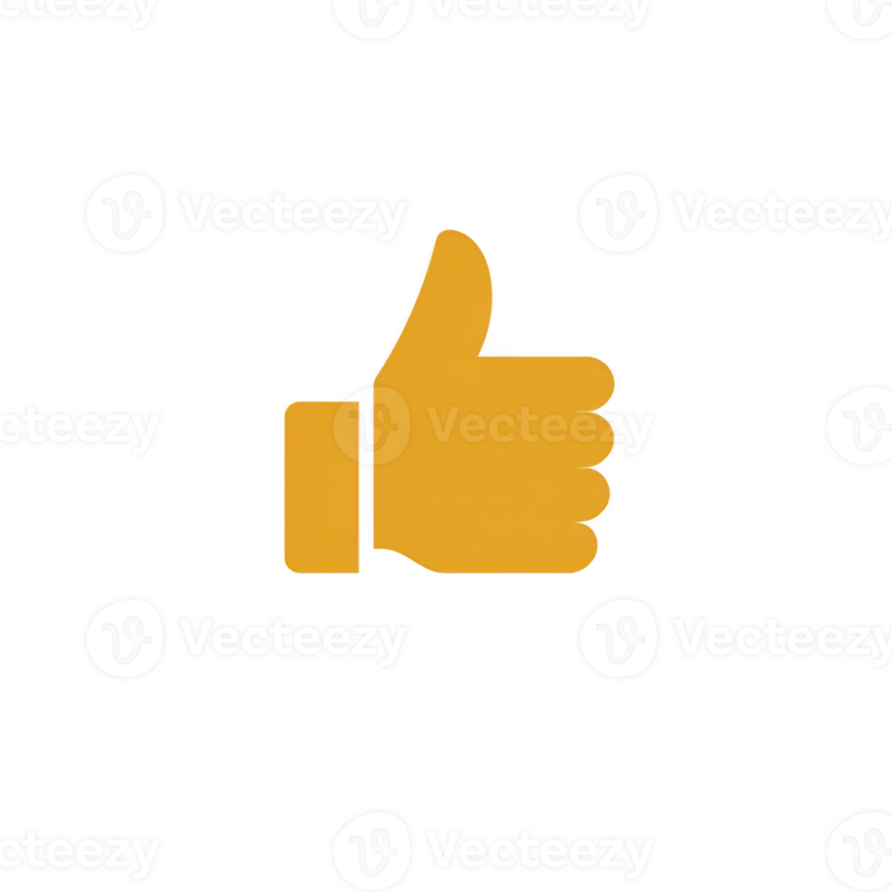 A yellow thumbs up icon on transparent background symbolizes approval or agreement. simple design makes it versatile for various digital uses png