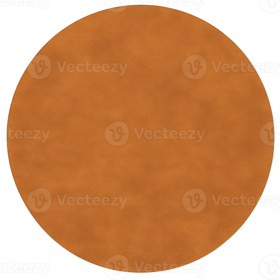 A round, textured brown leather surface, resembling coaster or mat, is shown. material appears smooth and uniform, with warm, earthy tone png