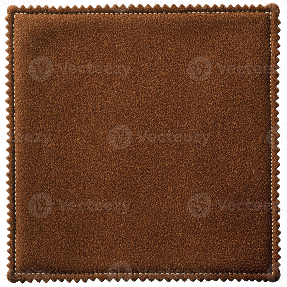 A soft brown microfiber cloth with textured surface and zigzag edges, ideal for cleaning delicate surfaces like glasses and screens. cloth is square shaped and neatly finished png