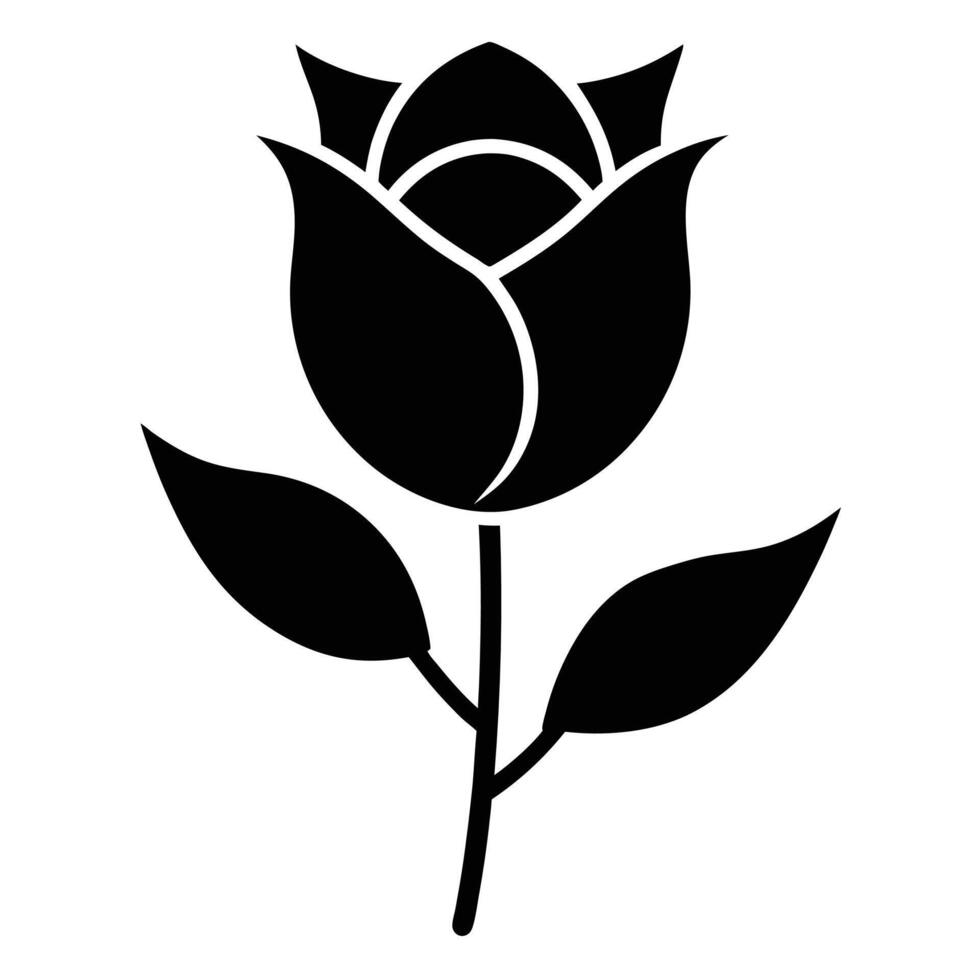 Black rose flower icon on white background vector