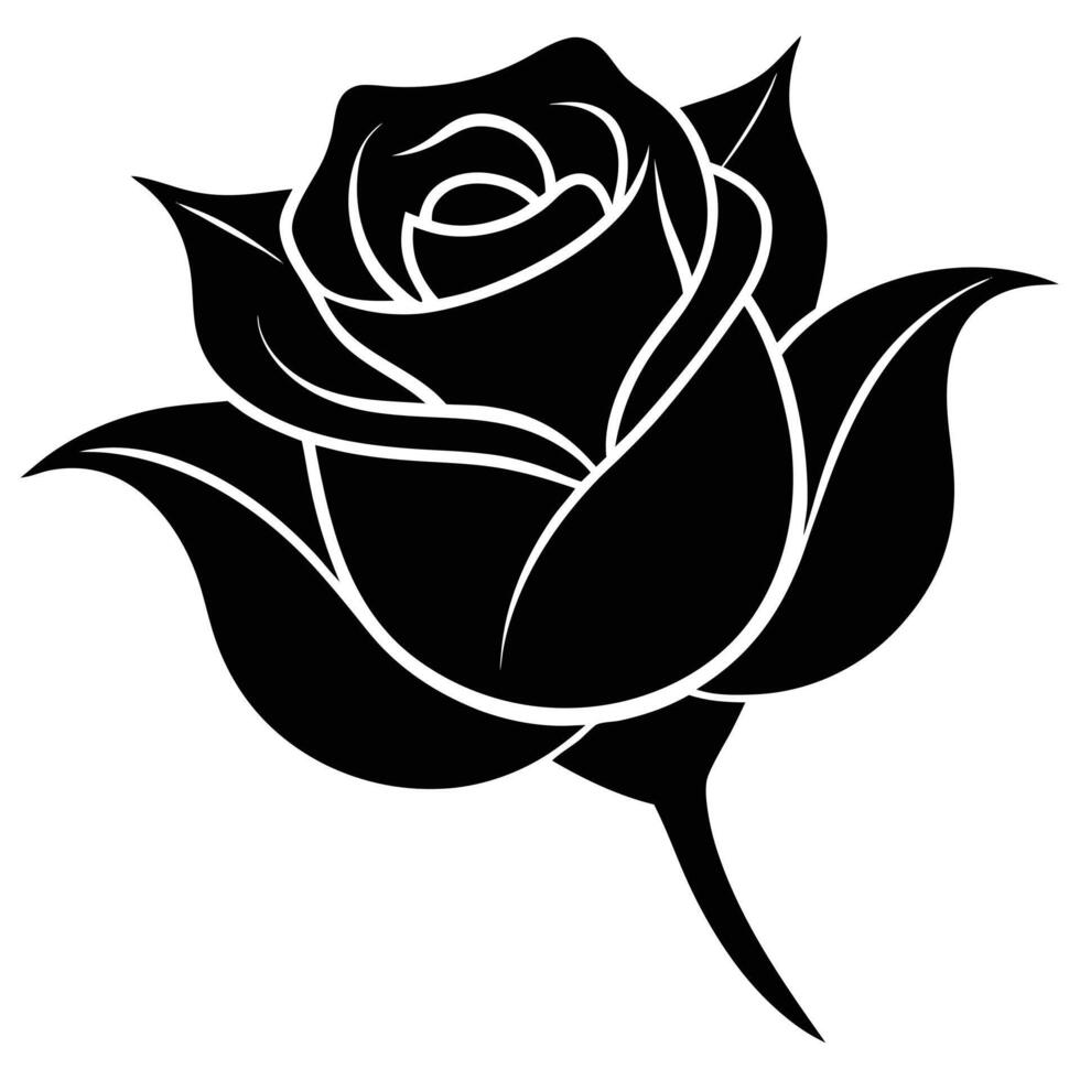 abstract silhouette of a blooming rose from side vector