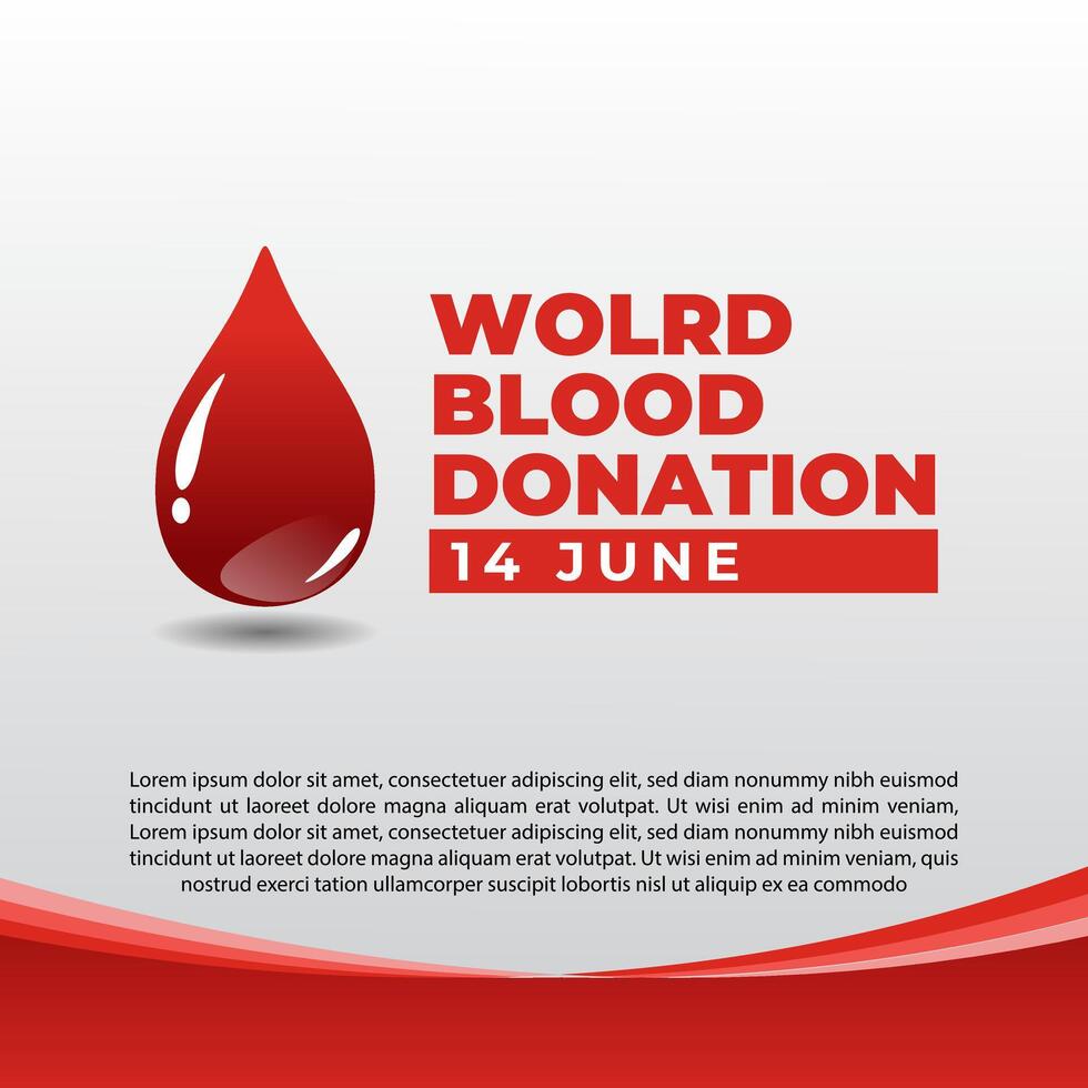 Bold Red Poster for World Blood Donor Day vector