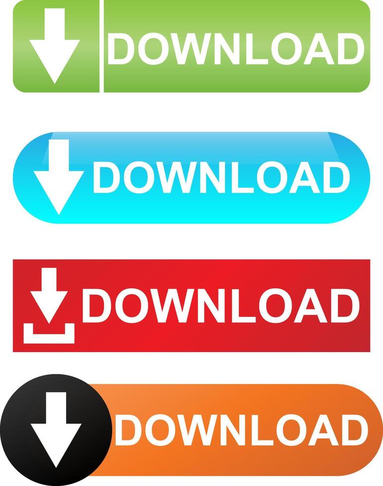 Colorful Download buttons icons design vector