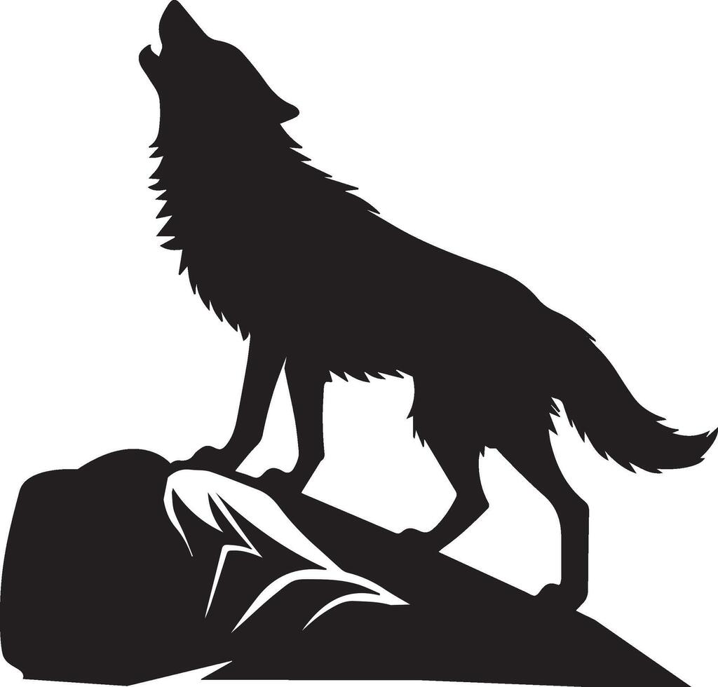 wolf howling on mountain vector