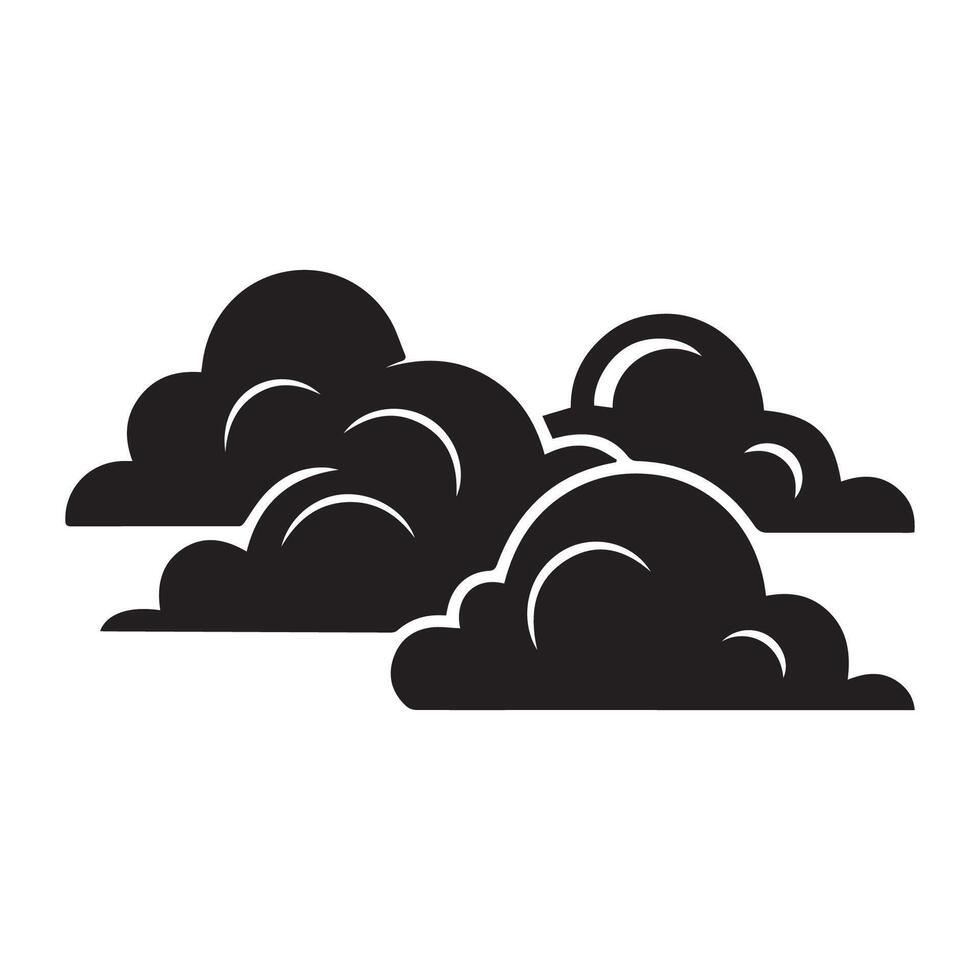 Black solid cloud shape silhouette illustration on white background for weather or graphic design use vector