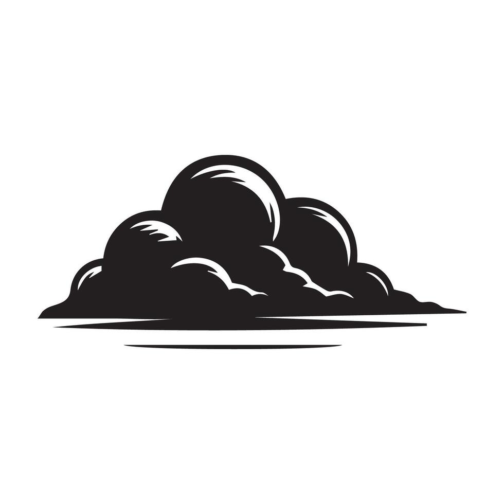 Single stylized black cloud illustration vector
