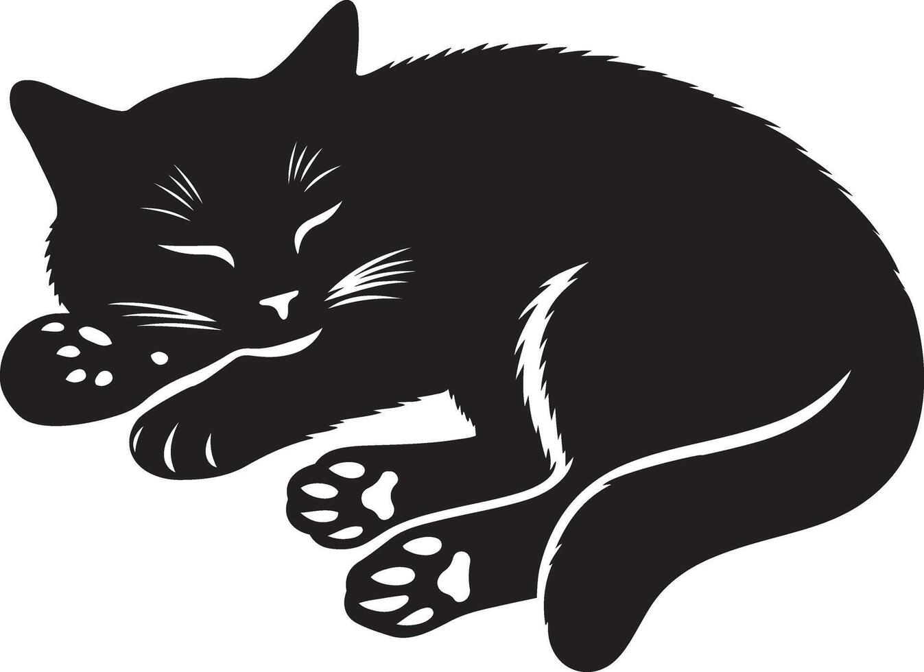 Sleeping Cat silhouette illustration bundle for calm and cozy pet resting moments vector