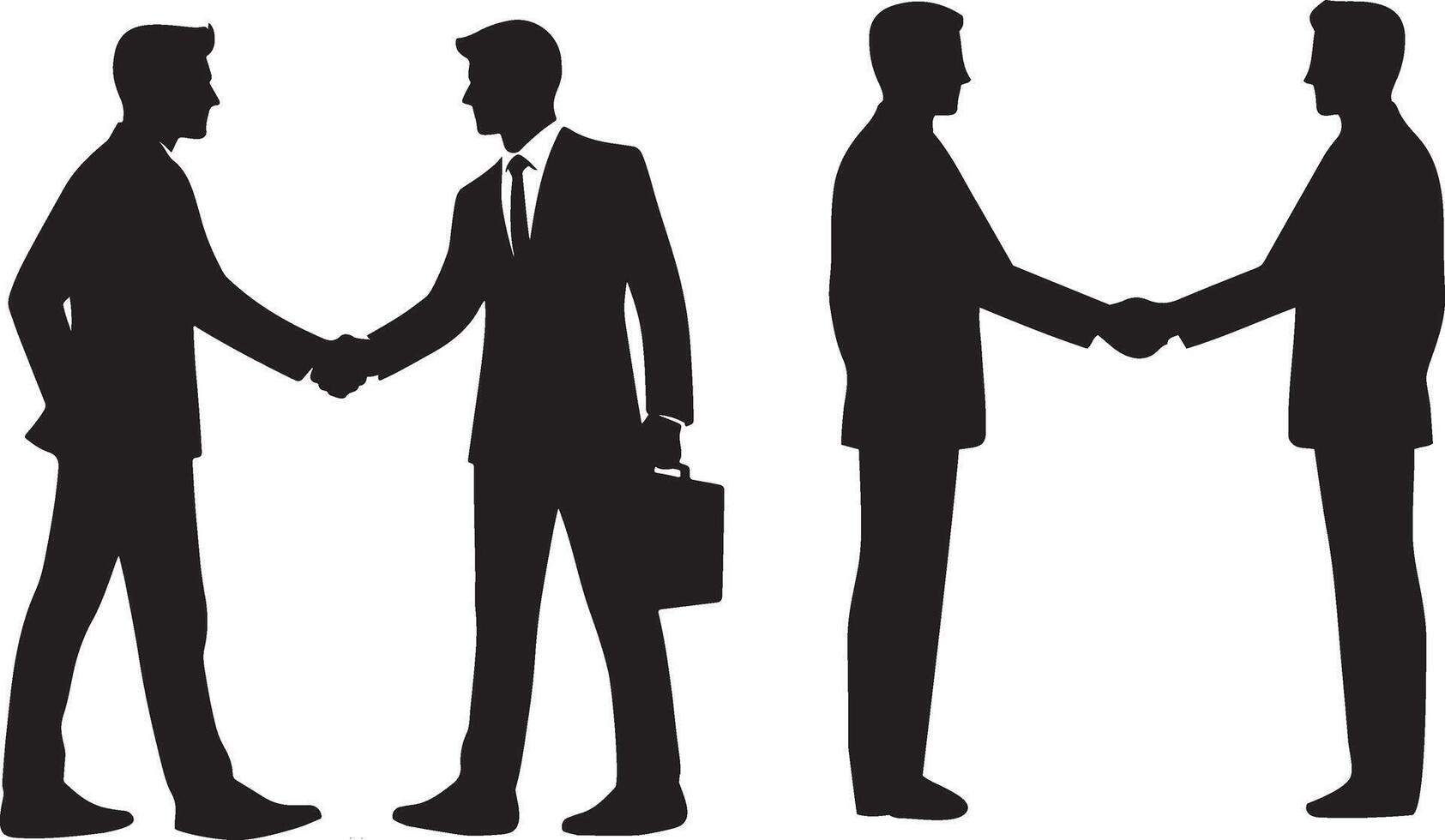 Handshake Between Two Businessmen Outline Silhouette Illustration vector