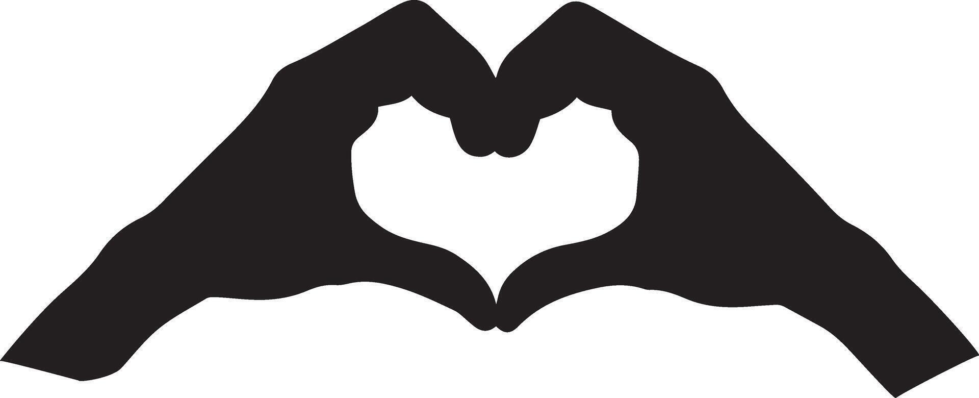 Heart Shaped Hands Gesture in Flat Silhouette Illustration vector
