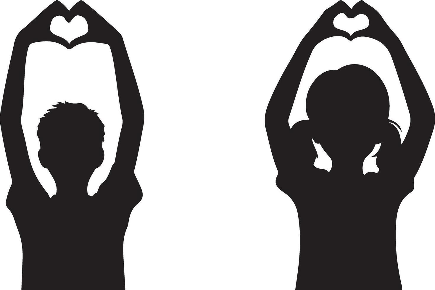 Heart Shaped Hands Gesture Bundle Silhouette Illustration vector