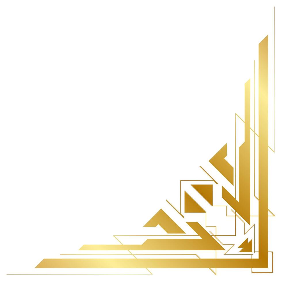 Aztec tribal corners, equal angles for decorative frames, frame elements, technology corners, gold color vector