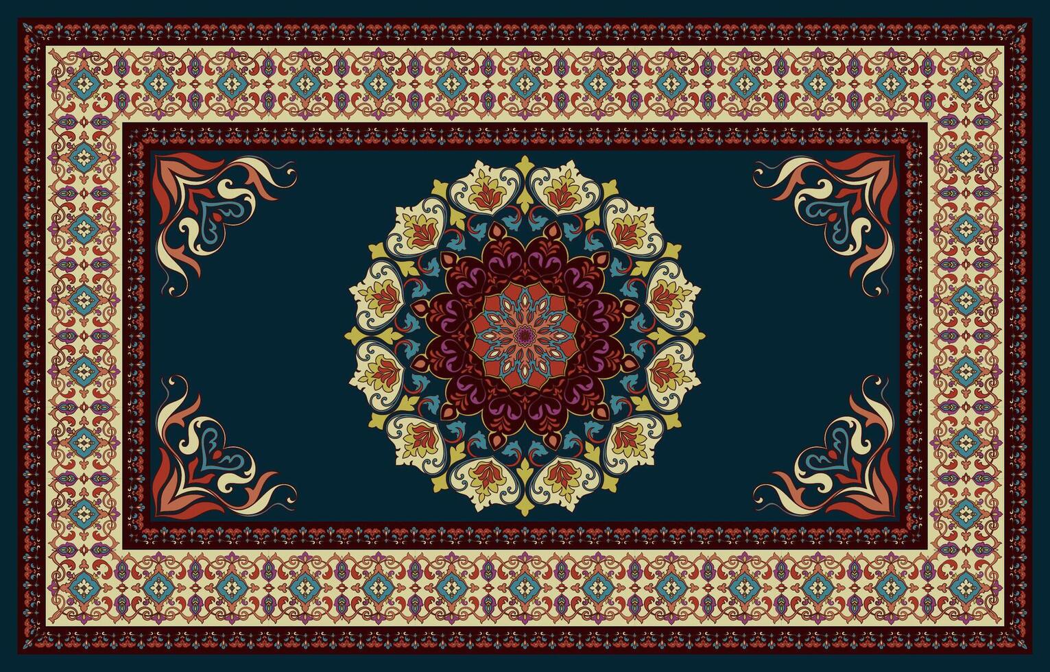 Luxury Ethnic Tapestry with Floral Mandala Center vector