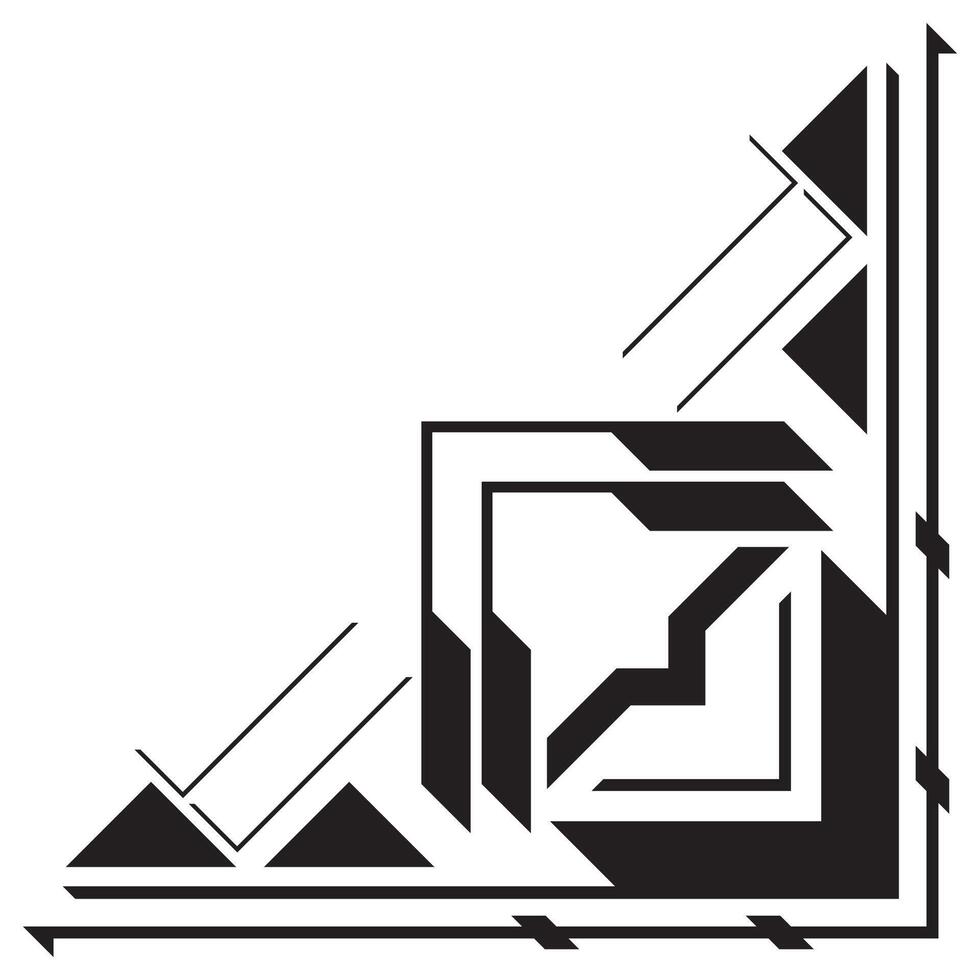 Aztec tribal corners, equal angles for decorative frames, frame elements vector